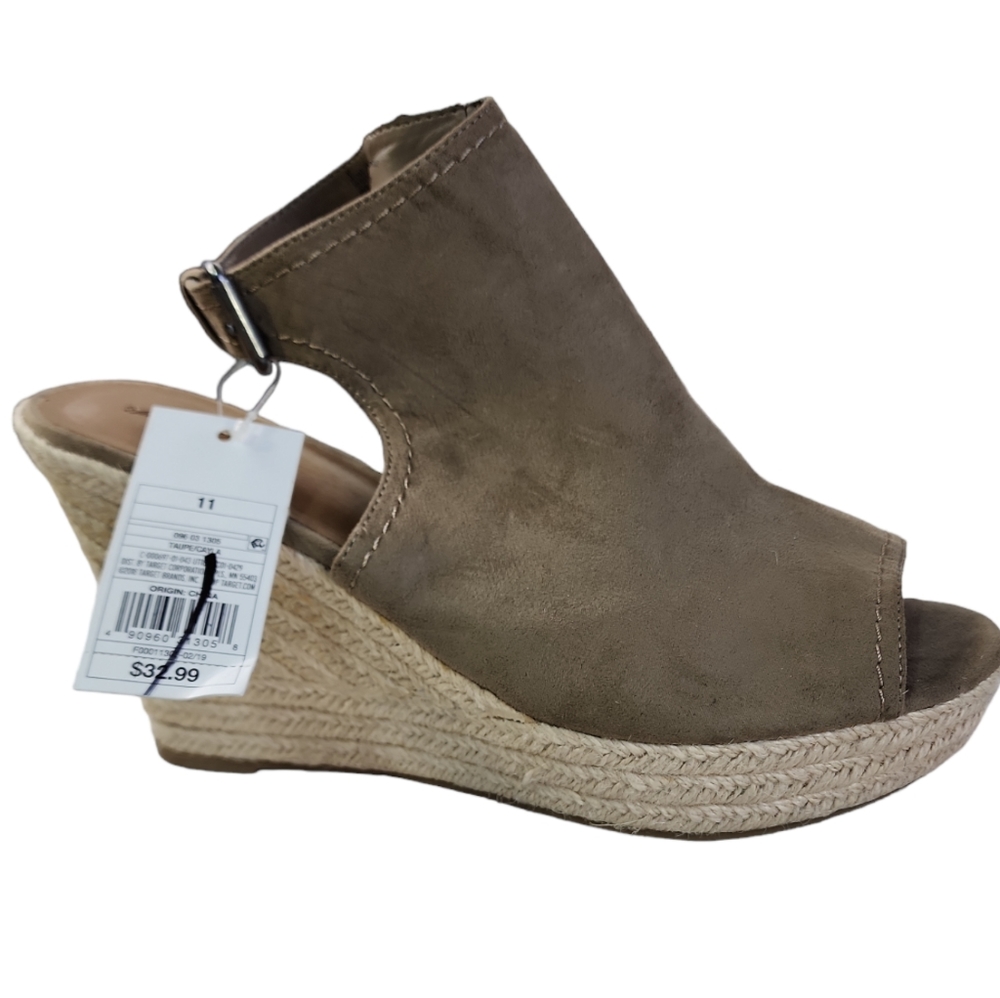 NWT Universal Thread Espadrille Sandals Women's 11 M Faux Suede Platform Wedg